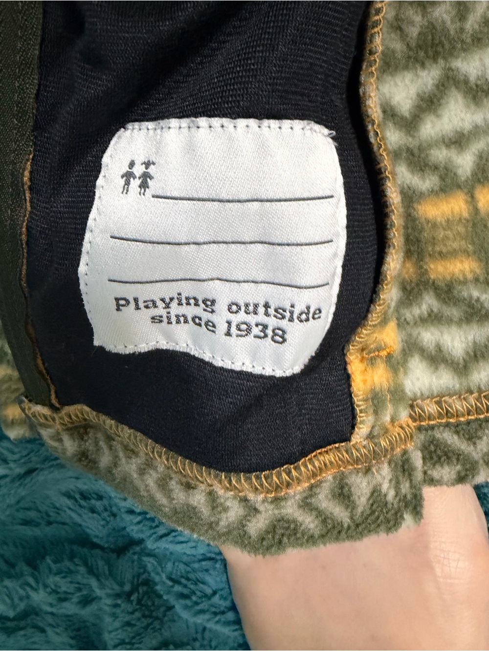 Columbia Boys 3T Zing III Fleece Jacket Green Mustard Geometric Full Zip - Picture 5 of 6